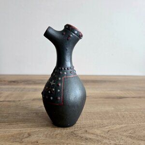 Vintage 1970s art pottery ceramic carafe/pitcher penguin shape. Vintage kitchen.